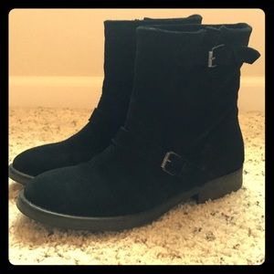 ZiGigirl black suede Moto boots sz8 GUC